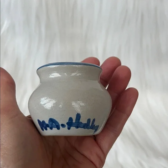 Vintage M.A. Hadley Mini Open Sugar Bowl Country Scene Blue - Picture 6 of 9